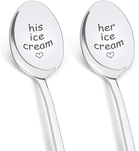 PRSTENLY Wedding Gifts for Couples 2025, 2 Pcs His and Hers Ice Cream Spoon Anniversary Engagement Gifts for Couple Him Her Boyfriend Girlfriend Graduation Christmas Birthday - Image 1