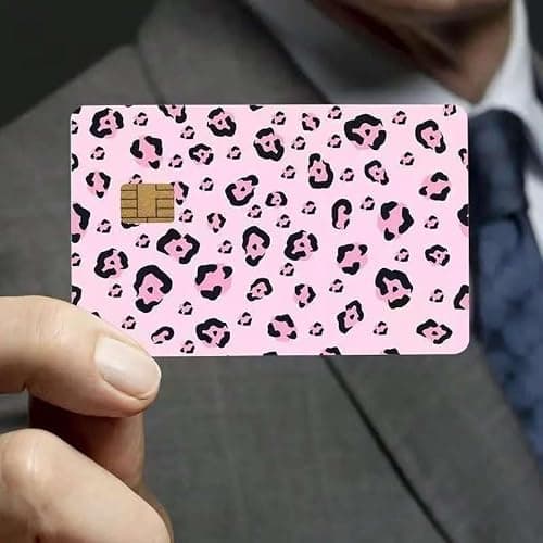 TUCEWP Credit Card Skin Stickers 4Pcs Leopard Print Debit Card Skin Stickers Removable Waterproof PVC Decal Cover Set for Transportation Key Debit Bus Cards Pink Grey Black Cheetah ID Cover for Women thumbnail 5