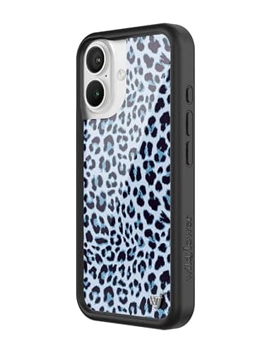 Wildflower Cases - Compatible with iPhone 16 | Protective Black Bumper, 6.5ft Drop Test Certified, Women Owned Small Business | Cheetah Leopard Animal Print Trendy Cute Girl Gift | Blue Meow thumbnail 2
