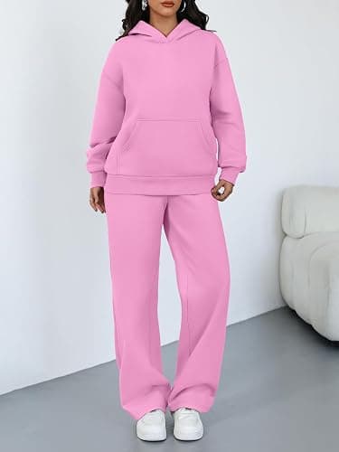 Trendy Queen Womens Oversized Hoodie Wide Leg Pants 2 Piece Lounge Set | Drop Shoulder,Kangaroo Pocket,Elastic Waistband,Side Pockets,Matching Sweatsuit thumbnail 2