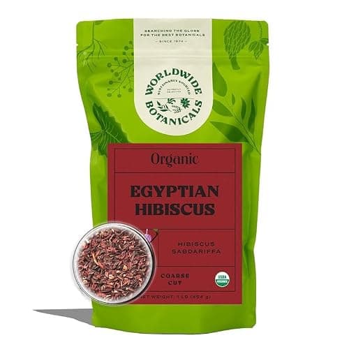 Worldwide Botanicals Organic Hibiscus Tea – 8 oz, Loose Leaf, Cut and Sifted – 100% Egyptian Hibiscus sabdariffa AKA Karkade, Roselle, Sorrel, Zobo, Flor de Jamaica - Image 1