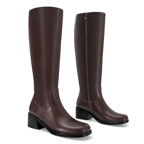 SOVANYOU Women's Knee High Boots Square Toe Chunky Block Heel Riding Boots with Side Zipper Comfortable Stylish Low Heel Tall Boot thumbnail 4