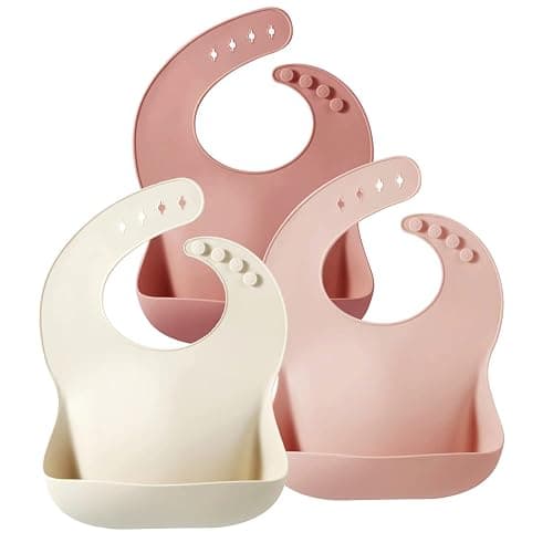 PandaEar Silicone Bibs for Babies Toddlers Girls| Adjustable Waterproof BPA Free Soft Durable Bibs for eating with Large Pocket Food Catcher - Image 1