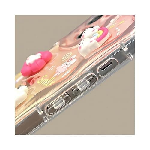 Dzdcase Designed for iPhone Case,Cute Rainbow Rabbit Duck Kawaii Cartoon Animal Wristband Strap Bracelet Chain Soft Shockproof Cover Phone Case (iPhone 17,Pink) thumbnail 4