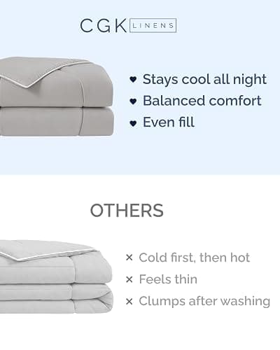Cooling Comforter Twin/Twin XL Size - Cooling Blanket for Hot Sleepers and Night Sweats - Summer Comforter for Twin/Twin XL Size Beds - Soft, Breathable Cold Blanket for Sleeping - 60x90 (Light Grey) thumbnail 6