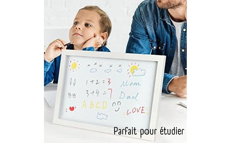 Raylu Paper - Tableau Blanc Magnétique Mural avec Cadre en Bois Blanc, Tableau Blanc Effaçable à Sec avec Deux Aimants pour Accrocher des Notes et des Photos (60 x 45 cm) thumbnail 2