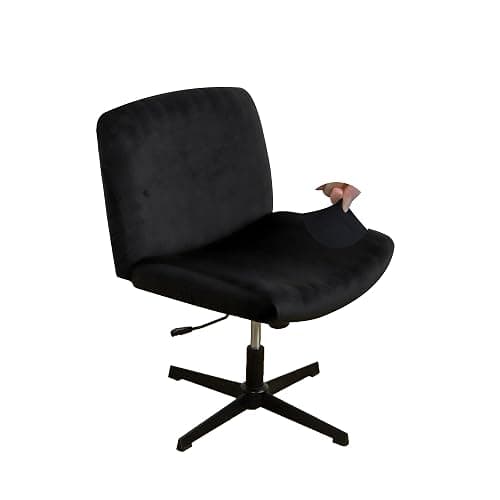 EVOLLER Black Criss Cross Office Desk Chair Cover Velvet Stretch Wide Armless Vanity Make-up Chair Slipcover 1 Piece Washable - Image 1