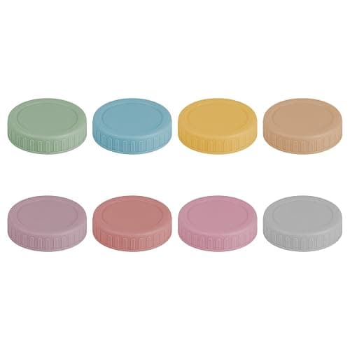 Vaincre 8PCS Mason Jar Lids - Colored Plastic Mason Lids Regular Mouth, Leak Proof Canning Covers with Silicone Rings for Ball, Kerr and More, Reusable Can Tops Caps Covers for Jars - Image 1