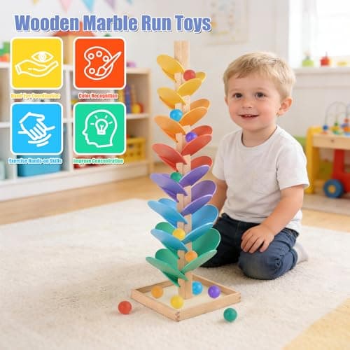 Wooden Marble Run Music Tree Marble Run Learning Game Montessori Wooden Color Sorting Toy Birthday Gift for Boys and Girls Ages 3-8 thumbnail 3