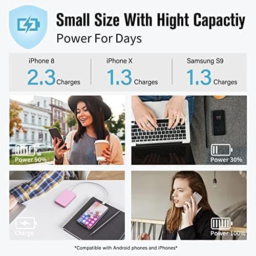 VANYUST S22 Portable Charger, Mini Colorful Power Bank, 5000mAh External Battery Pack Compatible with iPhone 15/14/13/12/11/X All Series and Android Phone, Pink thumbnail 7