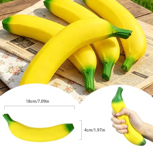 Banana Squishy Toy, Squishy Banana Fidget Toy for Adults, Banana Squeeze Toys for Stress Relief and Energy Enhancement thumbnail 6