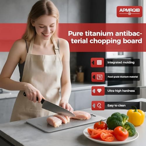 APMRQIB Titanium Cutting Board Set of 3,100% Pure Titanium Cutting Boards for Kitchen, Double Sided Non Toxic Cutting Board, Ideal Charcuterie & Chopping for Meat, Hygiene Durable Dishwashr（3 Pack) thumbnail 2