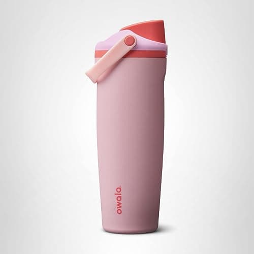 Owala FreeSip Sway Insulated Stainless Steel Water Bottle with Two-Way Spout, Built-In Straw and Bucket Handle, Made for Travel, School, and Sports, 30oz, BPA Free, Leak Proof, Pink Angel Food Cake thumbnail 8