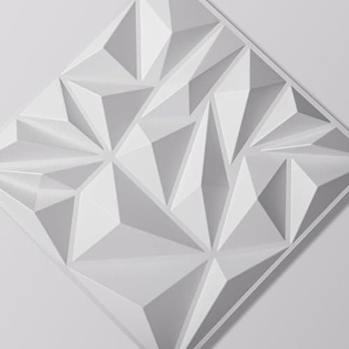 Art3d Lot de 33 panneaux muraux 3D pour décoration murale intérieure, panneaux muraux modernes texturés en losanges pour jeux,salon,TV,fond mural,30,5 x 30,5 cm,3㎡,blanc thumbnail 9
