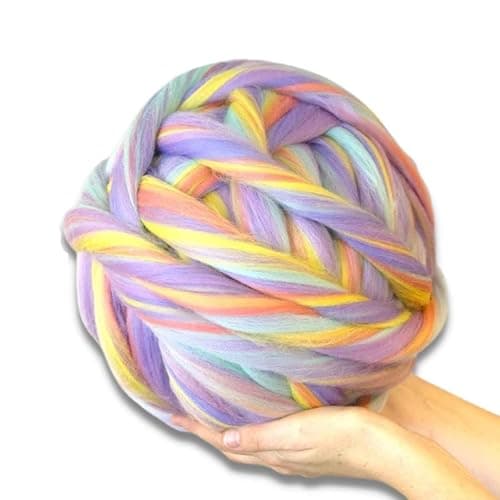Revolution Fibers Multicolored Merino Wool Top, Cotton Candy Blend | 8 oz Luxuriously Soft 22 Mircon Blend | Ready to Spin, Blend, Weave, Knit, or Felt thumbnail 3