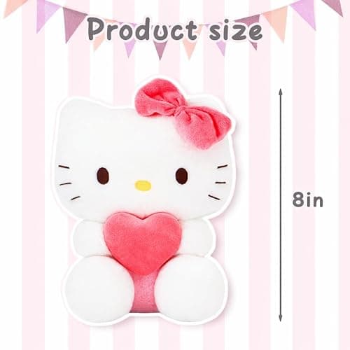 COAQAC 8-inch Kawaii Heart-Shaped Plush Pillow - Soft Cartoon Stuffed Plush Toy, Perfect for Boys and Girls' Birthdays, Holidays, Anniversaries, and Party Gifts (Pink-A) thumbnail 2