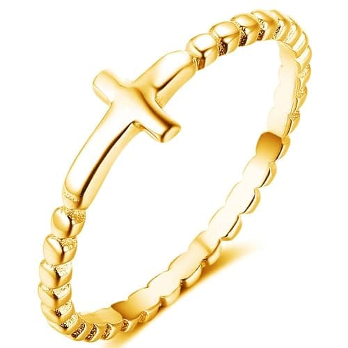 Jude Jewelers Stainless Steel Christian Sideways Cross Religious Ring Promise Statement Wedding Engagement - Image 1