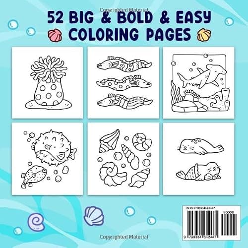 Ocean Scene: Coloring Book for Adults and Kids, Bold and Easy Designs for Relaxation with Sea Life (Bold & Easy Coloring) thumbnail 2