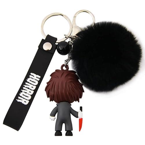 Halloween Skull Keychain Horror Movie Key Rings with Plush & Small Bell ﻿ thumbnail 7
