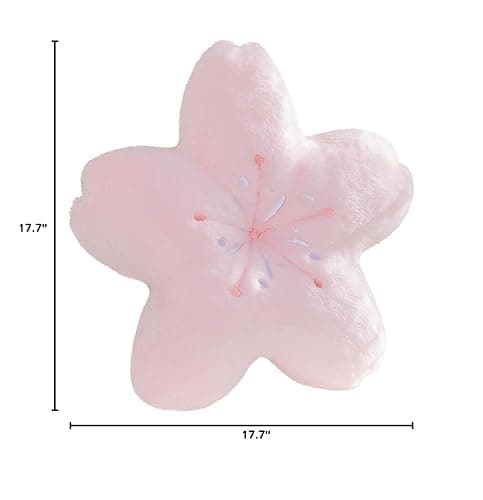 GEXUANCHEN Cute cherry blossom decorative plush pillow for bedroom balcony living room sofa chair car cushion (pink) (17.7 * 17.7, pink) thumbnail 3