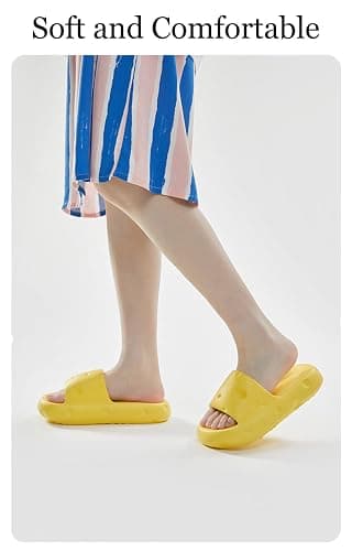 Jfxgjuv Cheese Sliders Cheese Slides Cheese Slippers for Women Men Pillow Sandals Cloud Slides Non Slip Quick Dry Shower Shoes - 10.5-11.5 Women/8.5-9.5 Men - Yellow thumbnail 3