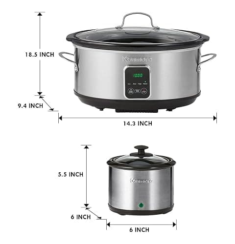 Kenmore 7 Quart Slow Cooker with Diper - Crock pot With Programmable Settings, Digital Controls, Large Capacity for Family Meals, Dishwasher-Safe Stoneware, Warm Rice & Sous Vide Stew thumbnail 3