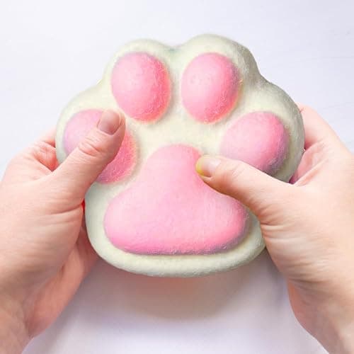 Cat Paw Squishy Toys, Handmade Taba Squishy Big Cat Paw Silicone Squeeze Toys, Furry Cat Paw Squishys Toys for Stress Relief, Fufu Squishys 4 Inch Cute Soft Squeeze Toy, Squeeze Fidget Toys thumbnail 5
