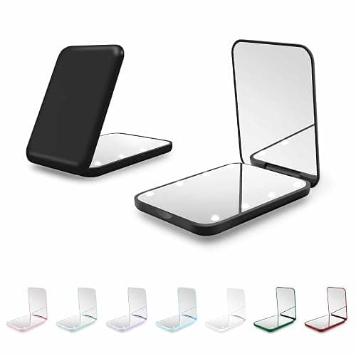 Compact Mirror with Light, 1X/3X Magnification LED Pocket Mirror for Women | Portable, Travel, Purse, Pocket, Gift, black, mini, small, essentials, led, fiberglass, batteries, rectangular - Image 1