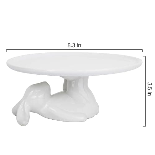 LA JOLIE MUSE Cupcake Stand, Easter Decorations, Ceramic Dessert Plates for Eggs and Cookies, Bunny Candy Dish Gifts, 8.3 Inch White thumbnail 3