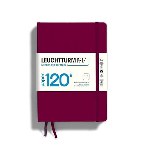 LEUCHTTURM1917 363535 Carnet 120 g/m² Paper Edition, couverture rigide, Medium (A5), Port Red, pointillés - Image 1