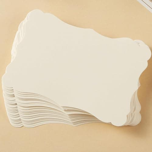 50 Pack Blank Kraft Cards Cardstock Thick Paper Brown Greeting Cards for DIY Gift Card Menus, Baby Shower and Wedding Invitations (Cream, 4x6IN) thumbnail 6