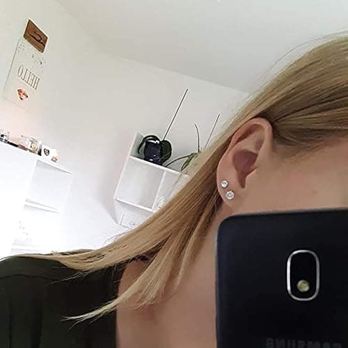 Hedume 60 Pack Cubic Zirconia Stud Earring, 6 Sizes Round Clear Earring Studs Set for Women and Men (60 Pack, 30 Pairs) thumbnail 6