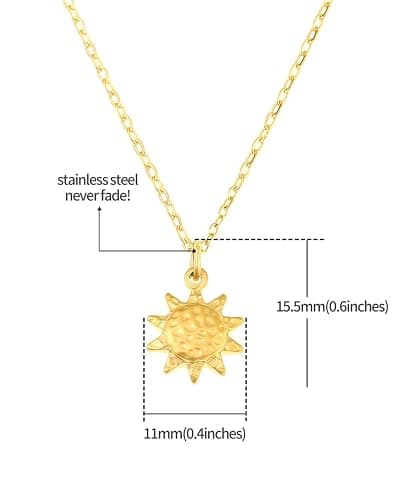 Made by Nami Minimalistische Halsketten mit Mond Anhänger Gehämmert • Dezente Damen Edelstahl Halskette mit starkem Verschluss • Choker-Kette Frauen & Mädchen • Filigrane Gliederkette thumbnail 2