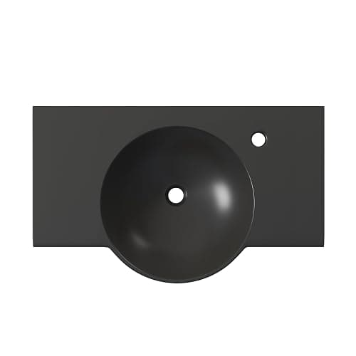 Swiss Madison Chateau 30" Wall-Mounted Sink Center Basin with Right Side Faucet Mount in Matte Black thumbnail 9