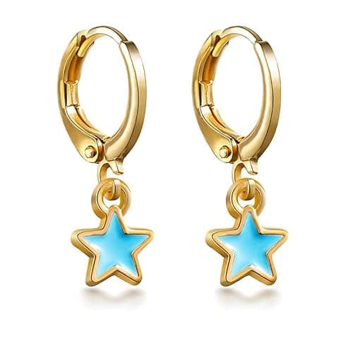 9 pairs /18 pairs, college style earrings, fashion personality Hypoallergenic Earrings for Girls smile heart star lightning and colorful pendant, make you look more vibrant, energetic, young thumbnail 6