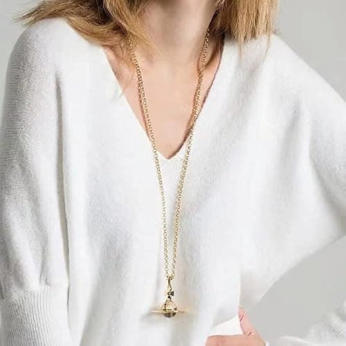 ZHAOZHAO Colorful Saturn Necklace for Women - Sky Star Saturn Planet Pendant with Crystals(Silver+Pink) thumbnail 6