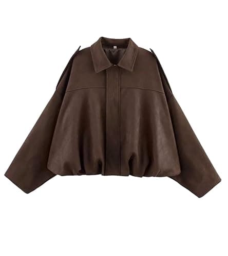 Bnigung Womens Faux Suede Bomber Jacket Casual Lapel Pilot Cropped Coat Oversized Motorcycle Jackets 2025 Outerwear - Image 1
