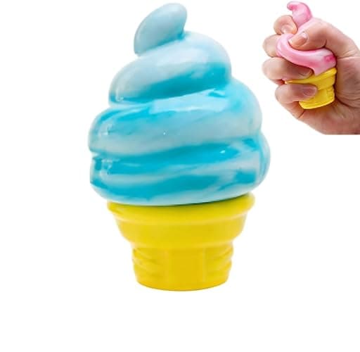 Ice Cream Squeeze Squishy, Ice Cream Cone Dumpling Slow Rise Sensory Toy Soft Squishy Sensory Squeeze Ball (Blue) - Image 1