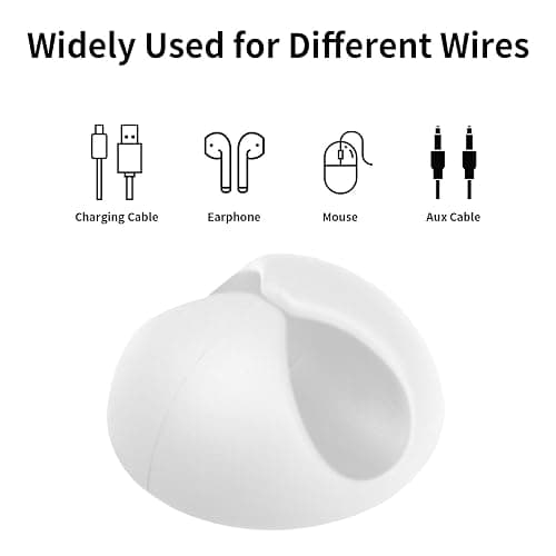 Flezoo Cord Holder Cable Clips, 12PCS White Adhesive Cord Organizer Charger Holder Wire Management Keeper for Nightstand, Desk, Office or Mouse - White thumbnail 3