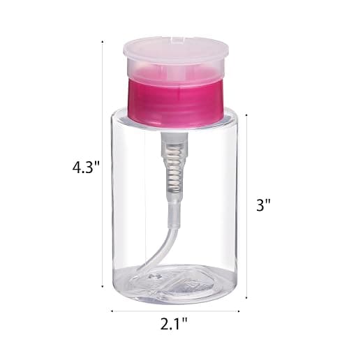 Pack of 3 Nail Polish Remover Pump Empty Dispenser Bottle for Alcohol, Nail Polish and Makeup Remover, 150ml(5.10z), Hotpink Top Cap thumbnail 2