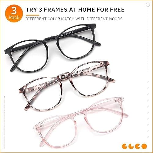 IBOANN Chic & Comfy Blue Light Glasses for Women - 3-Pack Round Frames, Screen-Ready Style with UV Protection Coating thumbnail 6
