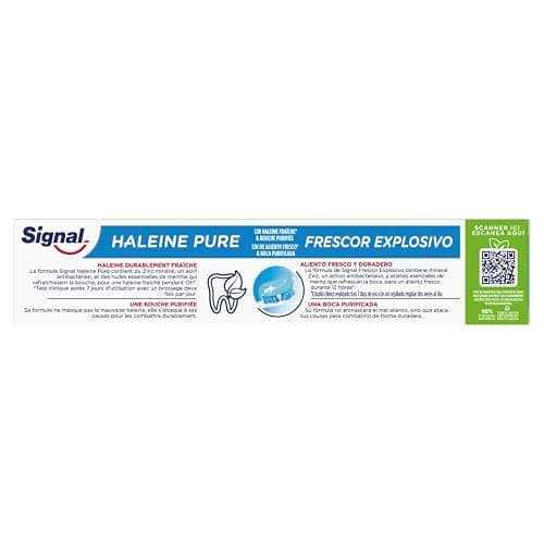 Signal - Dentifrice Haleine Pure - 12h d'haleine fraiche - Bouche purifiée - 95% d'ingrédients d'origine Naturelle - 75ml thumbnail 2