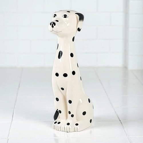 Allure Home Creation Dalmatian Dog White & Black 2-Piece Ceramic Toilet Brush Holder w/White Plastic Handled Scrub Brush, 9.4” x 5.3” x 16.7” thumbnail 7