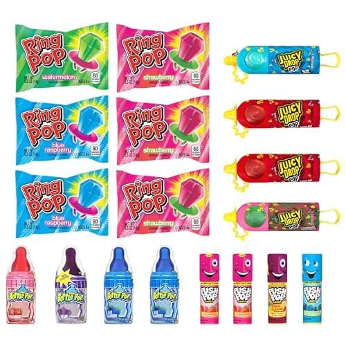 Candy Variety Pack, 18 Count Assorted Lollipops, Bulk Individually Wrapped Ring Pop, Push Pop, Baby Bottle Pop & Juicy Drop, Ideal for Birthdays, Party Favors for Kids & Hard Candy Gifts thumbnail 8
