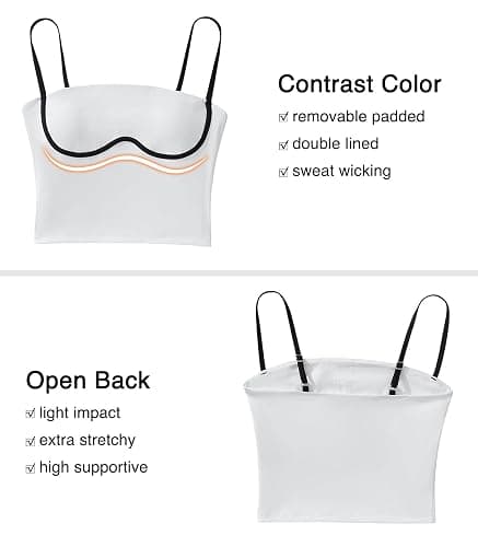 OMKAGI Womens Workout Tank Tops Adjustable Strap Longline Sports Bra Padded Sleeveless Top thumbnail 5