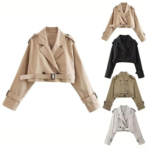 Belnotelt Vêtement d'extérieur court à manches longues pour femme, convient pour le printemps et l'automne thumbnail 6