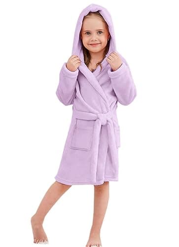 Umeyda Girls Fleece Hooded Robes, Warm Printed Bath Robe for Kids Soft Fuzzy Bathrobe for Gifts thumbnail 2