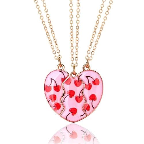 Best Friend Necklace for 3, Cartoon Heart Matching Magnetic Pendant 3PCS Friendship BFF Jewelry thumbnail 4