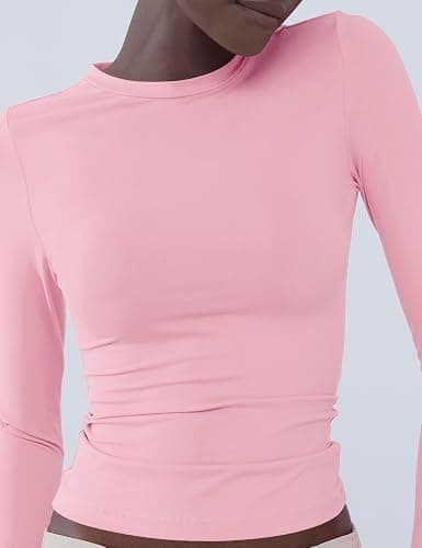 Women's Soft Long Sleeve Shirts Crew Neck Tops Basic Tees Stretchy Going Out Crop Tops Y2K Slim Fit T-Shirts thumbnail 7