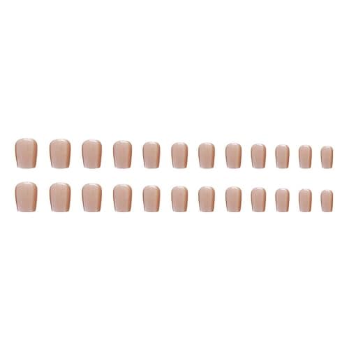 Square Press on Short Glossy Fake Nude Acrylic Nails - Shiny Ombre False Glossy Gel Glue on Squoval Stick on for Women Girls - Decoration 24 Pcs thumbnail 5